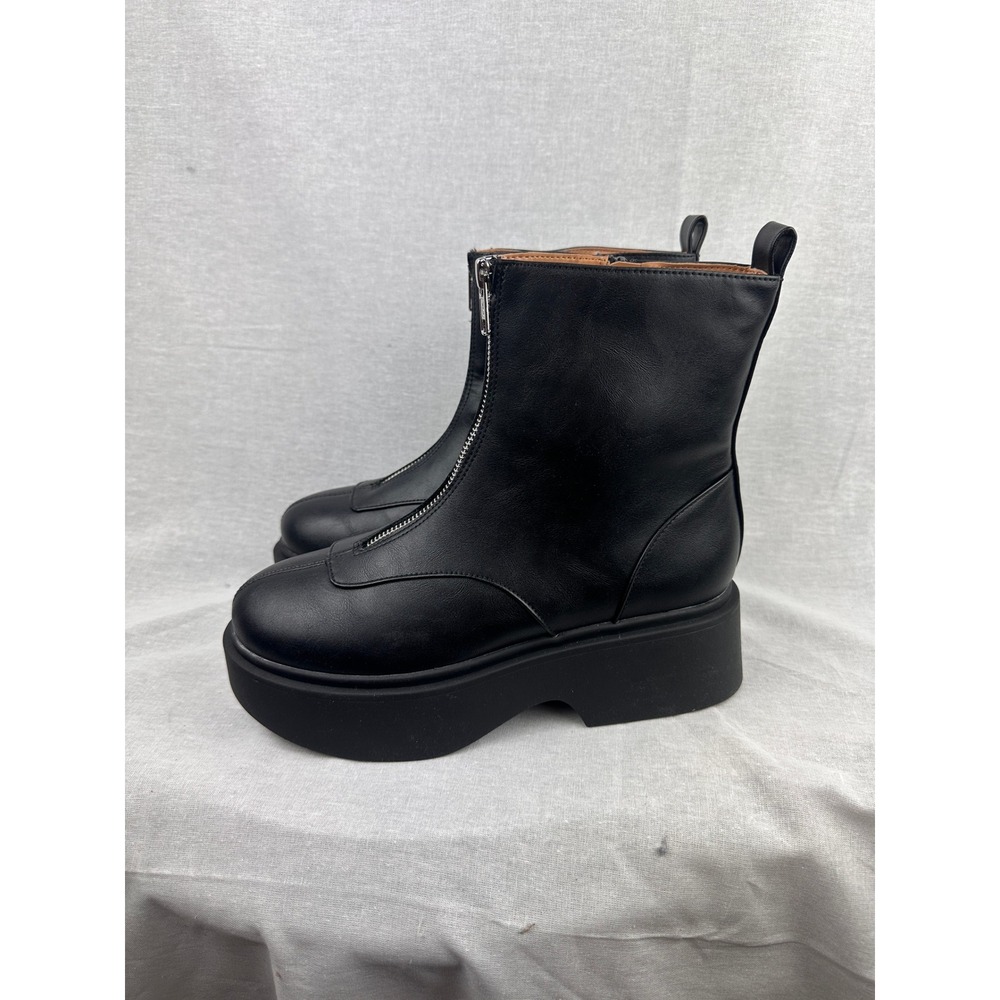 Wild Fable Black Front Zip Platform Ankle Boots Womens Size 7 Chunky Goth Punk